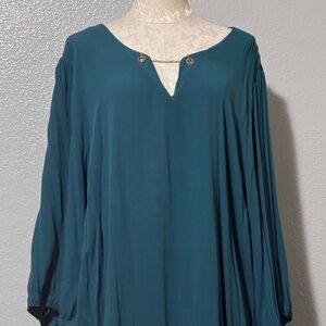 Torrid Teal Split Chain Accent Neckline Top